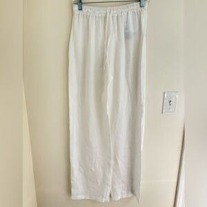 120% LINO White Linen Pants – Luxury Resortwear (Size US 6 / EU 42)